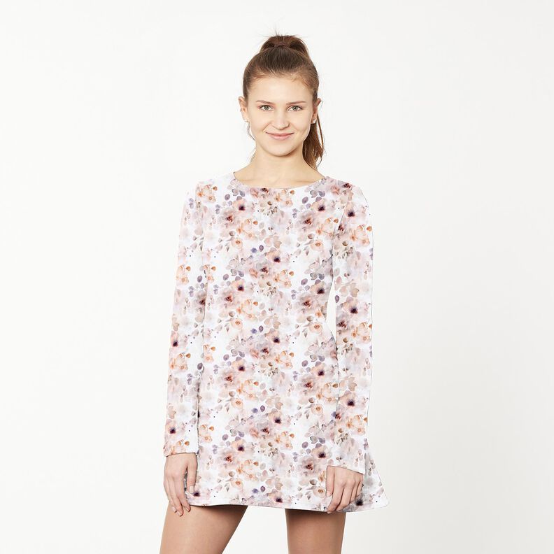 GOTS Jersey de algod&atilde;o Rosas selvagens Aguarela Impress&atilde;o digital &ndash; branco/rosa-velho claro,  image number 5