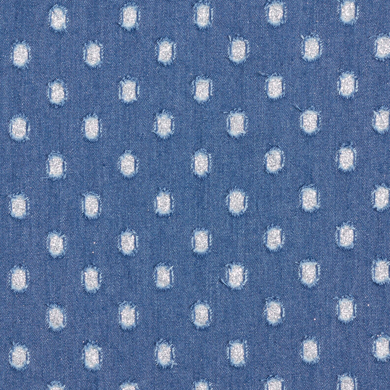 Tecido de ganga Pintas brilhantes – azul ganga,  image number 1