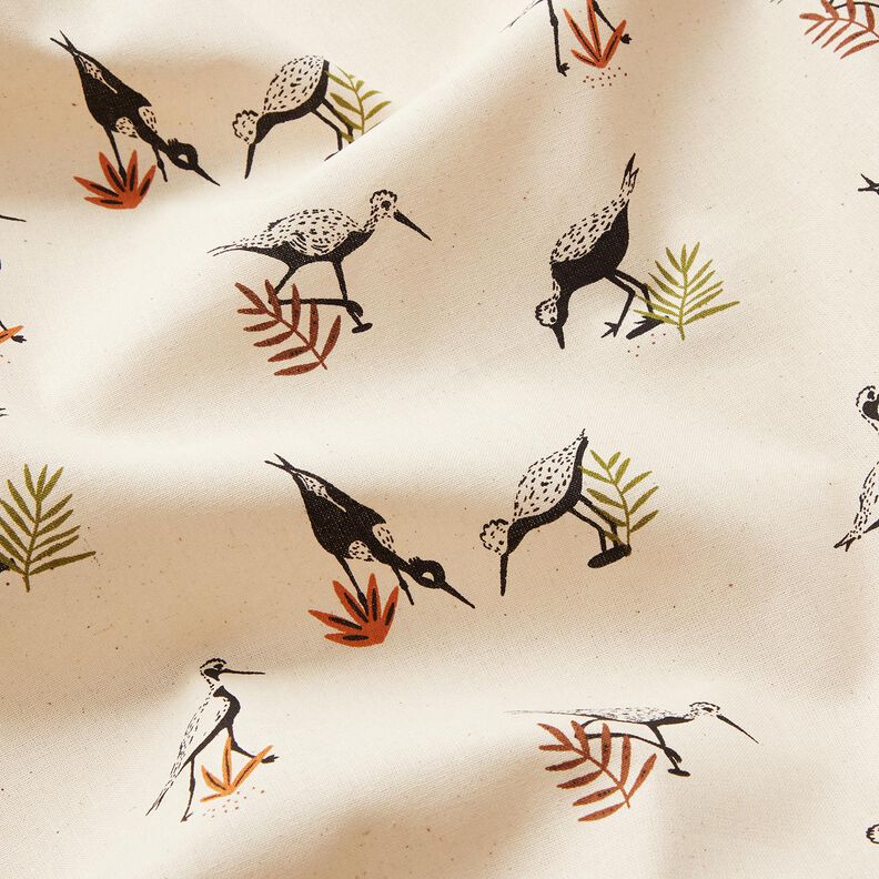 GOTS Tecido de algodão Cretone Pássaros – natural/preto,  image number 2