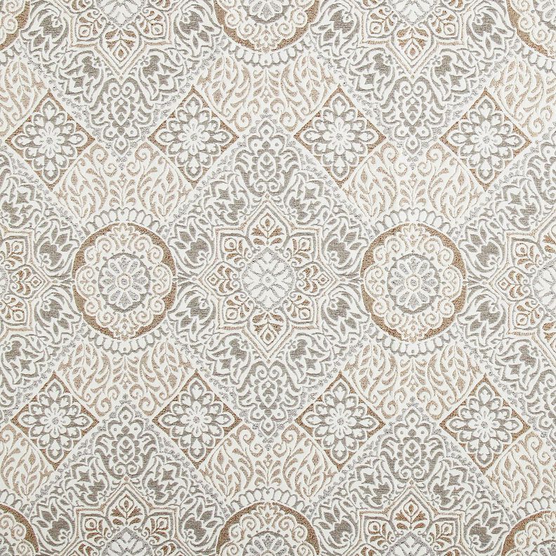 Tecido para decoração Jacquard Azulejos elegantes – anémona/bege claro,  image number 1