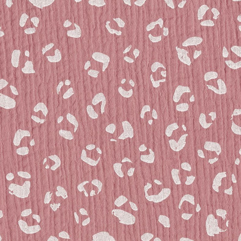 Musselina/ Tecido plissado duplo Padrão Leo grande – rosa-velho escuro/branco,  image number 1