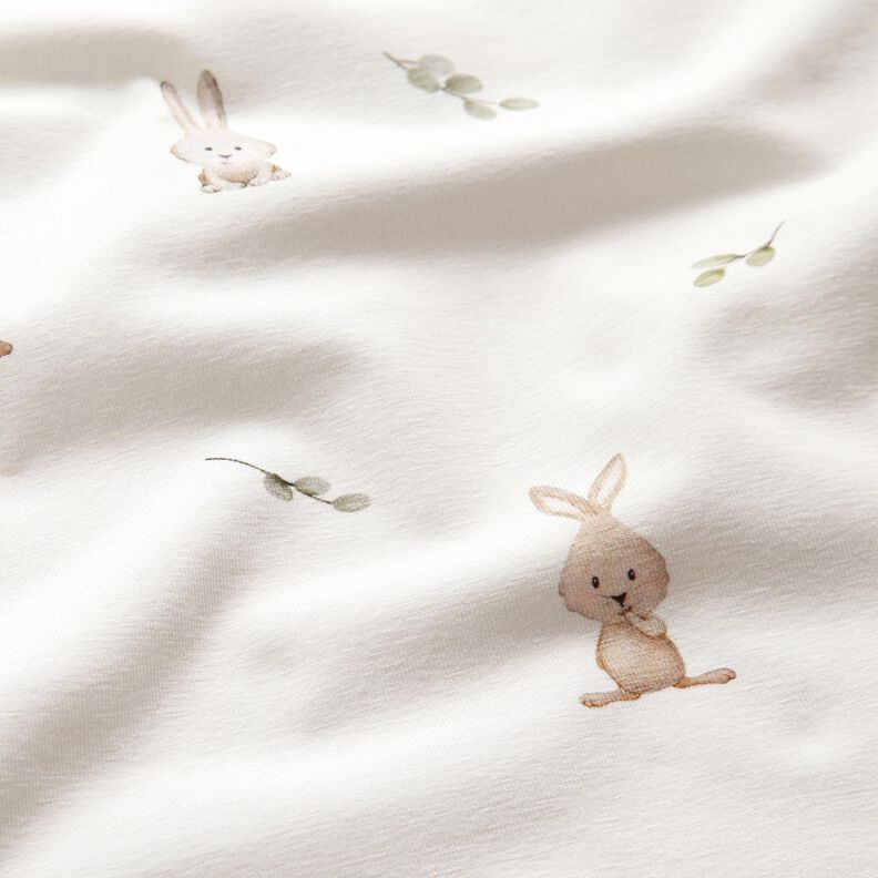 GOTS Jersey de algodão Coelhinho fofo Impressão Digital – marfim,  image number 2