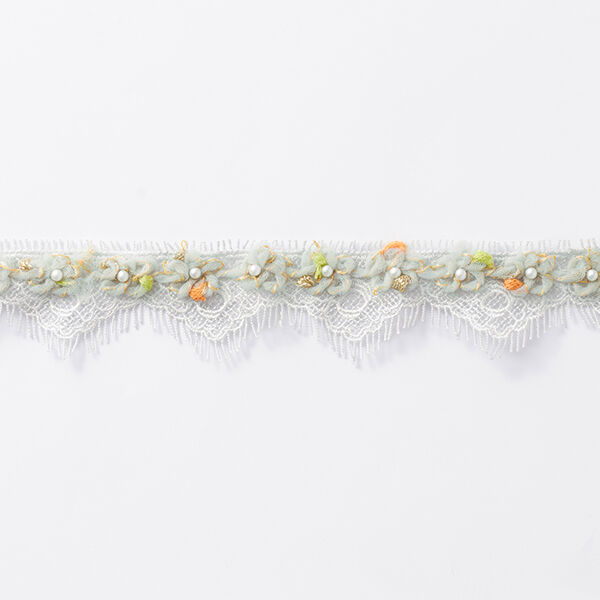 Fita de renda Flores de tule [30 mm] – cinzento claro,  image number 2