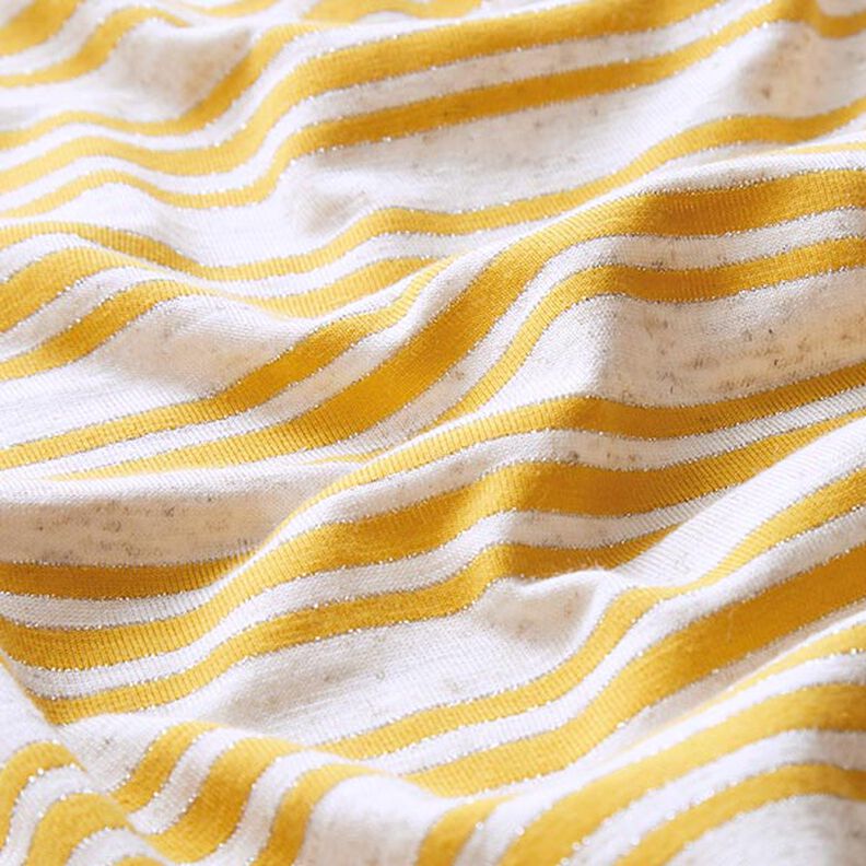 Jersey de viscose Riscas brilhantes irregulares – branco sujo/amarelo-sol,  image number 2