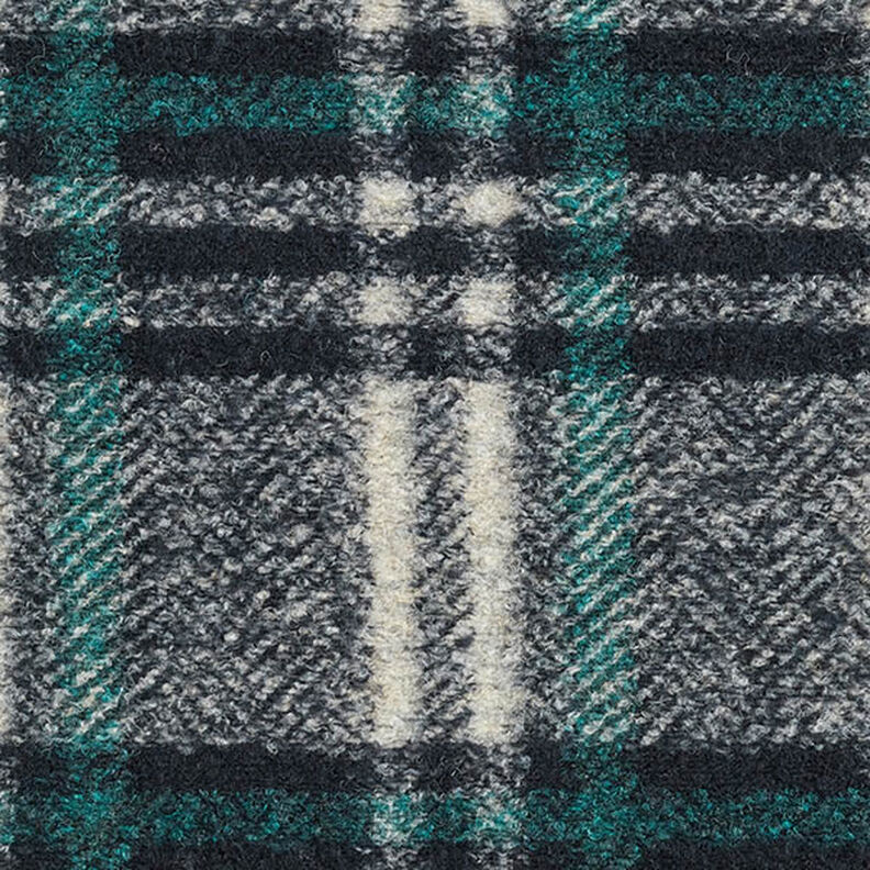Malha para sobretudos Mistura de lã Xadrez grande – azul-noite,  image number 1