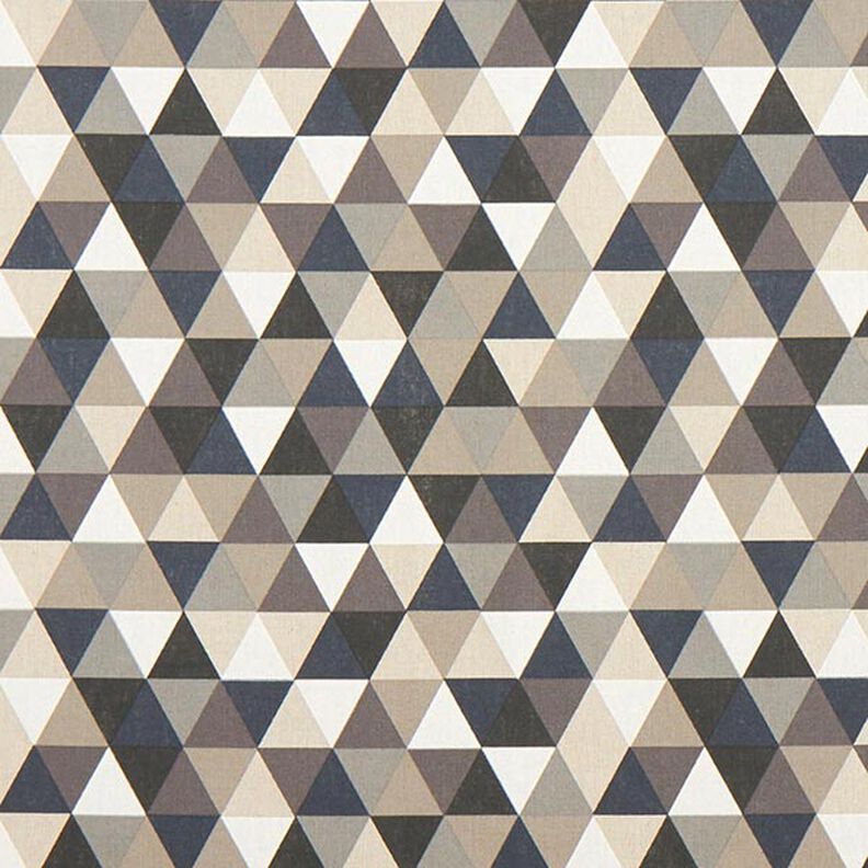Tecido para decoração Meio linho Panamá Triângulos – beige/cinzento,  image number 1