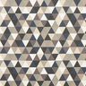 Tecido para decoração Meio linho Panamá Triângulos – beige/cinzento,  thumbnail number 1