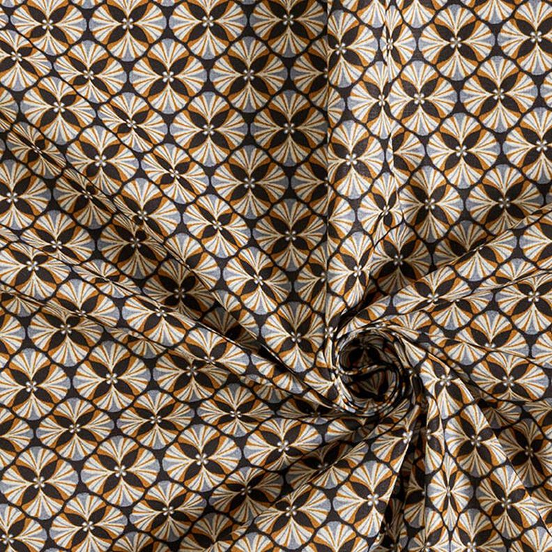 Tecido de algodão Cretone Azulejos floridos – preto/taupe claro,  image number 3