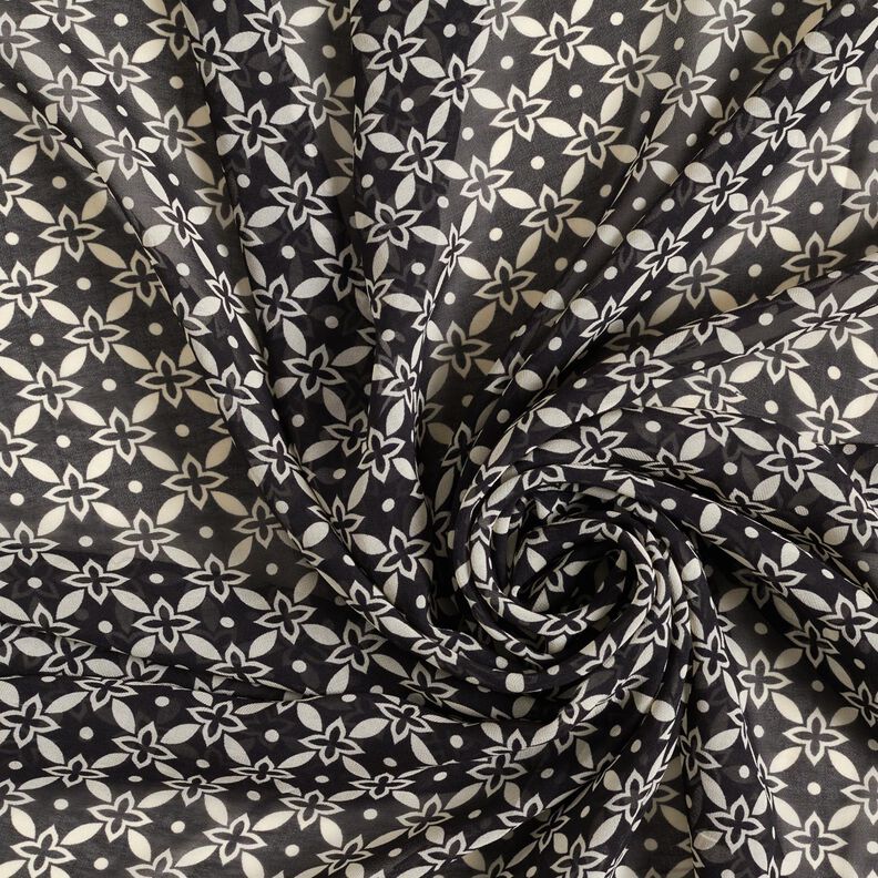 Chiffon Ornamentos florais – preto/branco,  image number 3