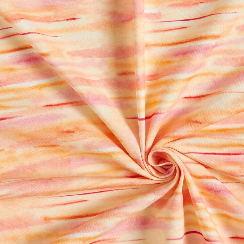 Jersey de algodão Riscas esbatidas em aguarela Impressão Digital – laranja-pêssego/pink,  image number 3