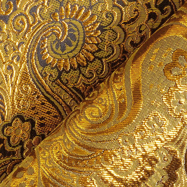 Jacquard para vestuário Paisley metálico – dourado/preto,  image number 4