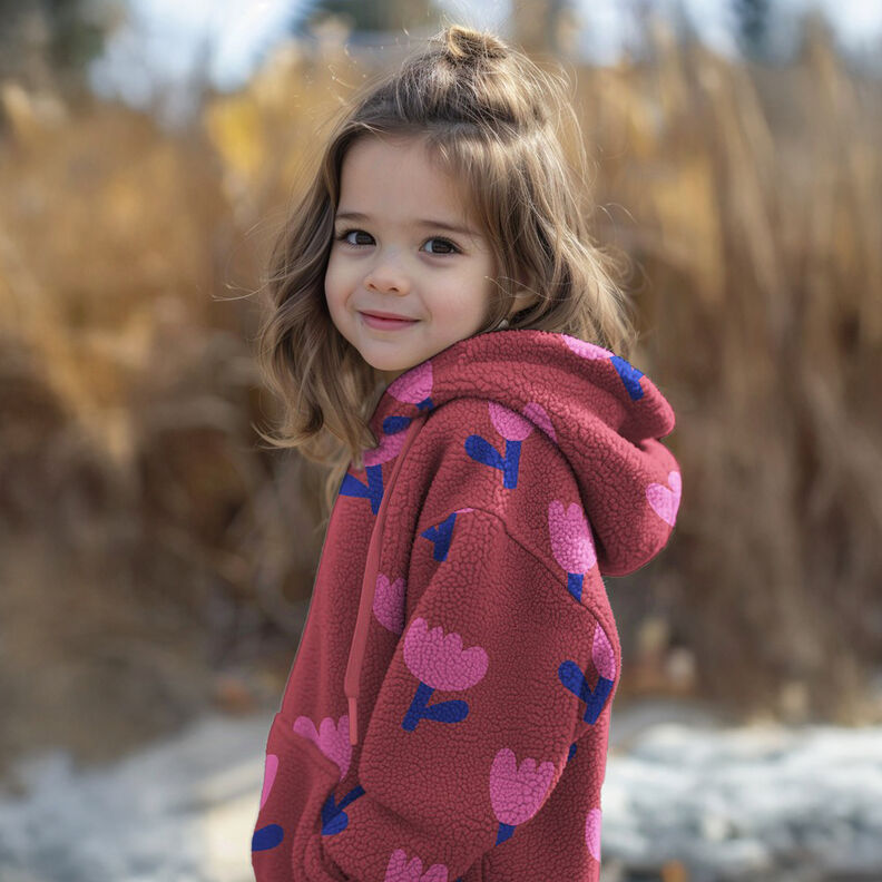 Tecido de pelúcia Teddy Túlipas | Poppy Fabrics – carmin,  image number 5