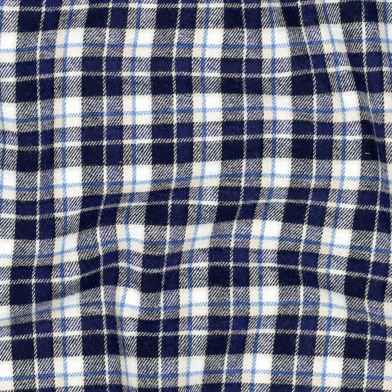 Flanela de algodão Xadrez pequeno – azul-marinho/branco sujo,  image number 2