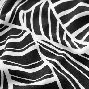 Jersey de viscose Folhas abstratas – preto/branco, 