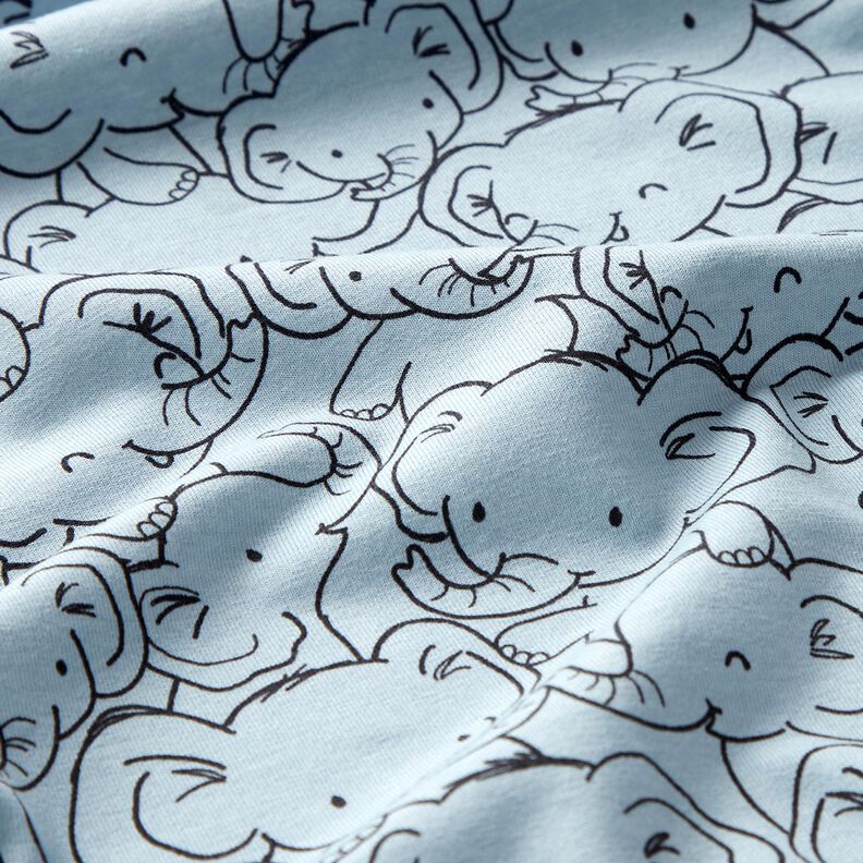Mistura de algodão Jersey Tropel de elefantes – azul prateado,  image number 2