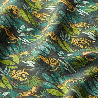 Tecido para decoração Popelina de algodão Leopardos na selva – verde/amarelo, 