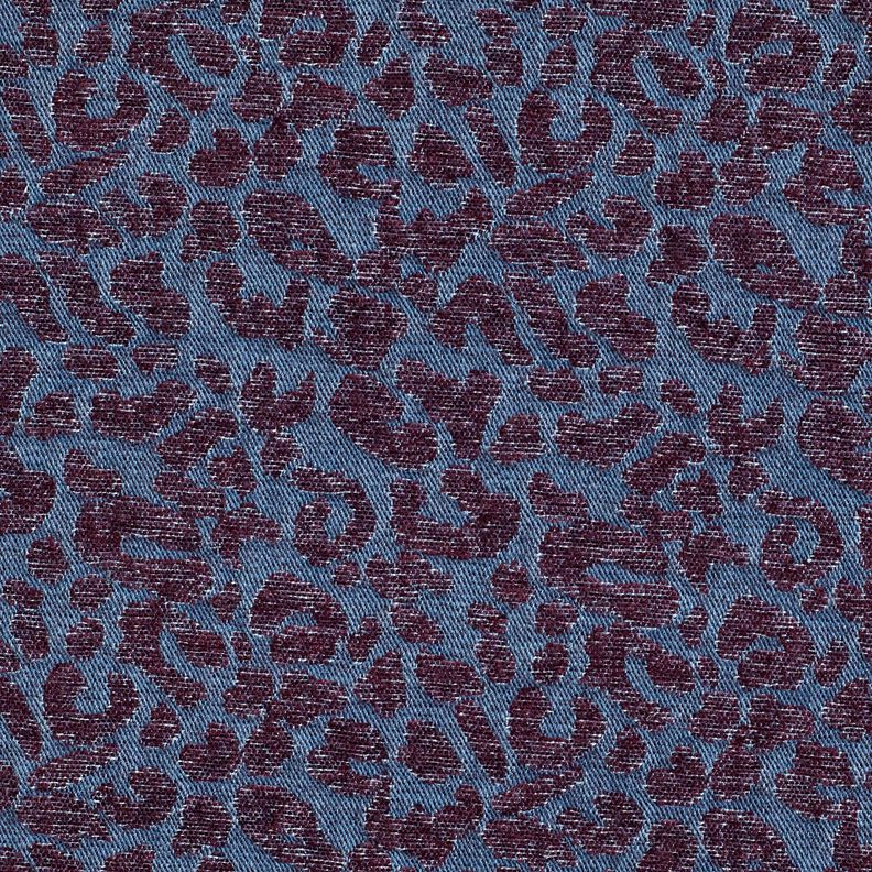 Tecido para calças Imitação ganga Estampado Leo – beringela/azul ganga,  image number 1