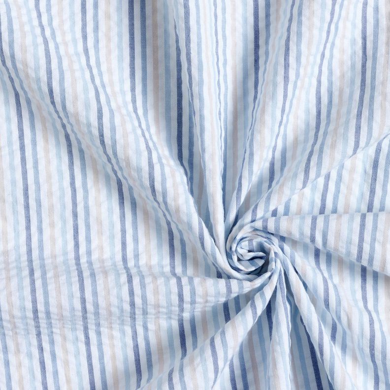 Anarruga Algodão Mistura de riscas – azul/branco,  image number 3