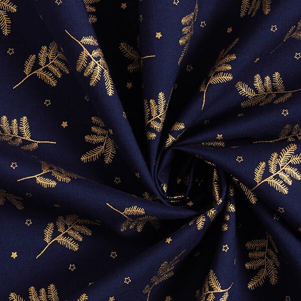 Tecido de algodão Popelina Pinheirinhos – azul-marinho,  image number 3