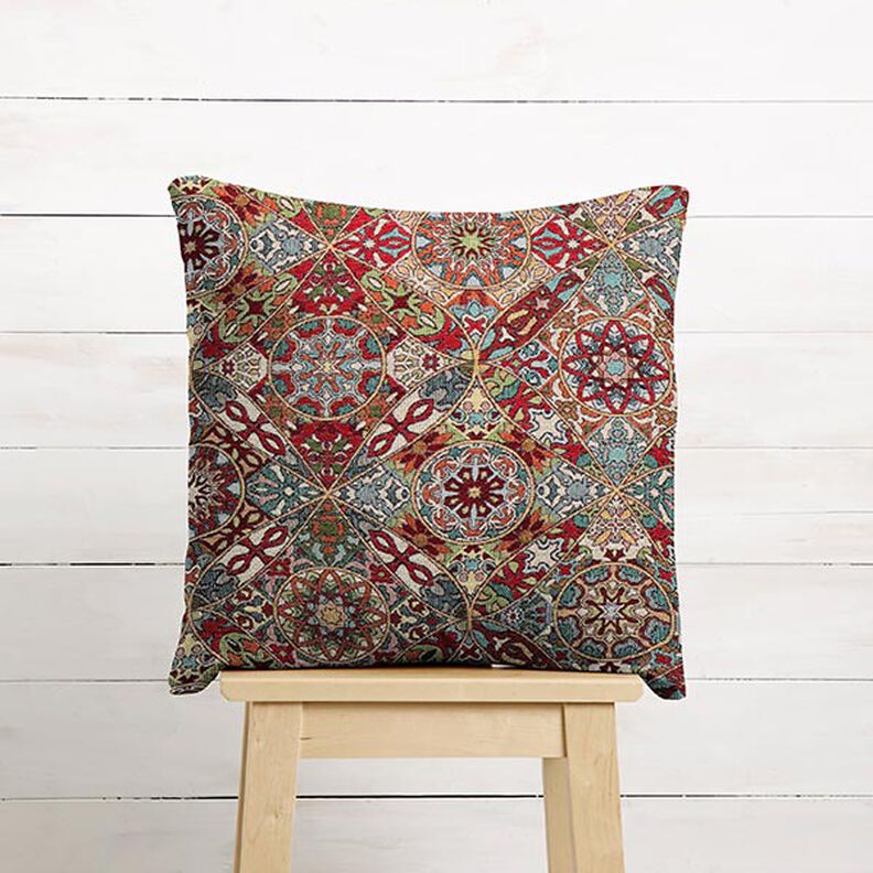 Tecido para decoração Gobelina Ornamentos entrelaçados – bege claro/carmin,  image number 7