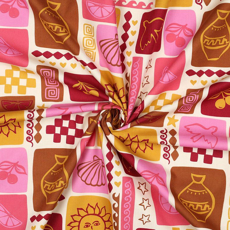 Popelina de algodão Patchwork | Poppy Fabrics – creme/vermelho escuro,  image number 3