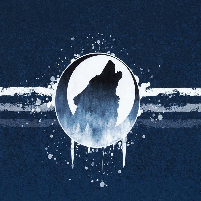 French Terry Barra Lobo místico | Glitzerpüppi – azul-marinho/branco,  image number 6