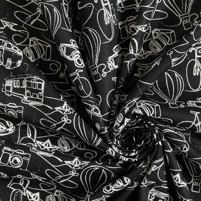 Tecido de algodão Em viagem – preto/branco,  image number 3