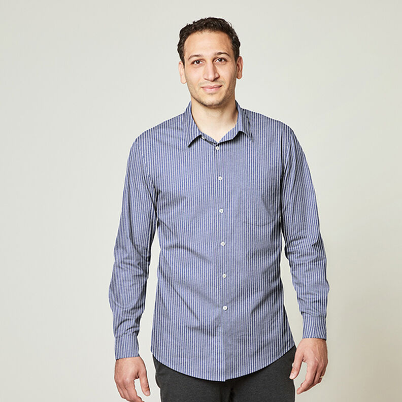 Tecido para blusas Mistura de algodão Riscas – azul-marinho/branco,  image number 6