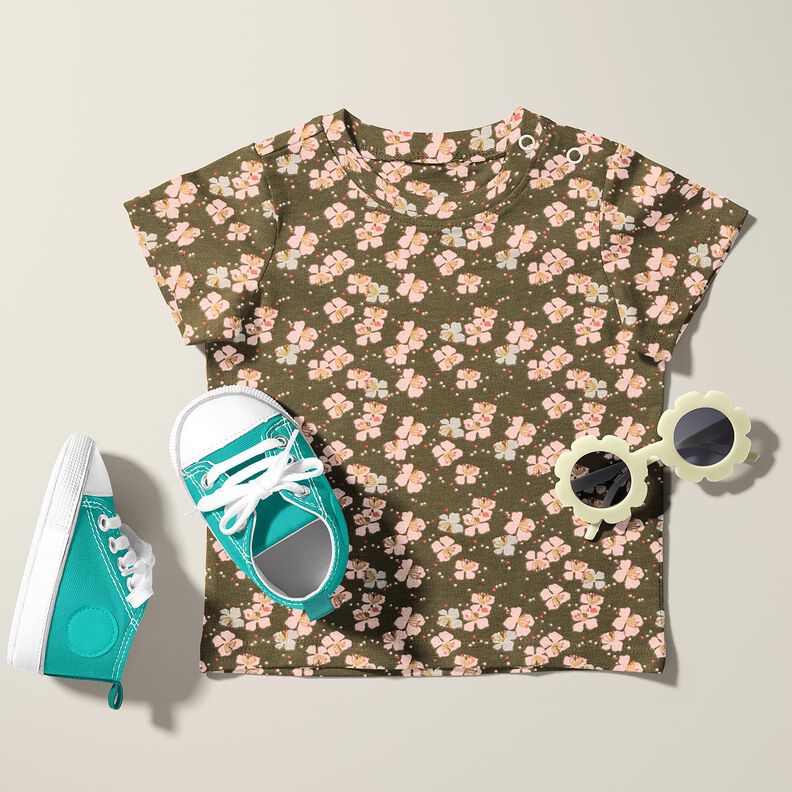 Jersey de algodão Florzinhas engraçadas – caqui,  image number 5