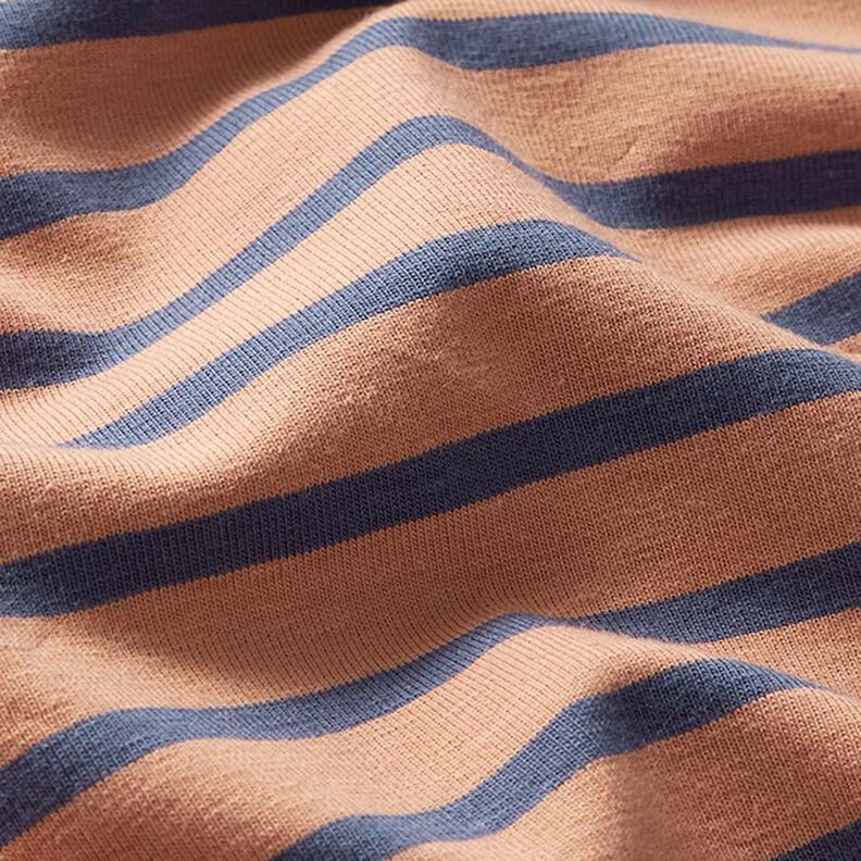 Jersey de algodão Riscas estreitas e largas – cobre/azul ganga,  image number 2