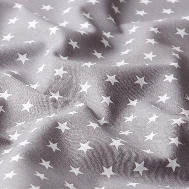 Popelina de algodão estrela médias – cinzento/branco,  image number 2