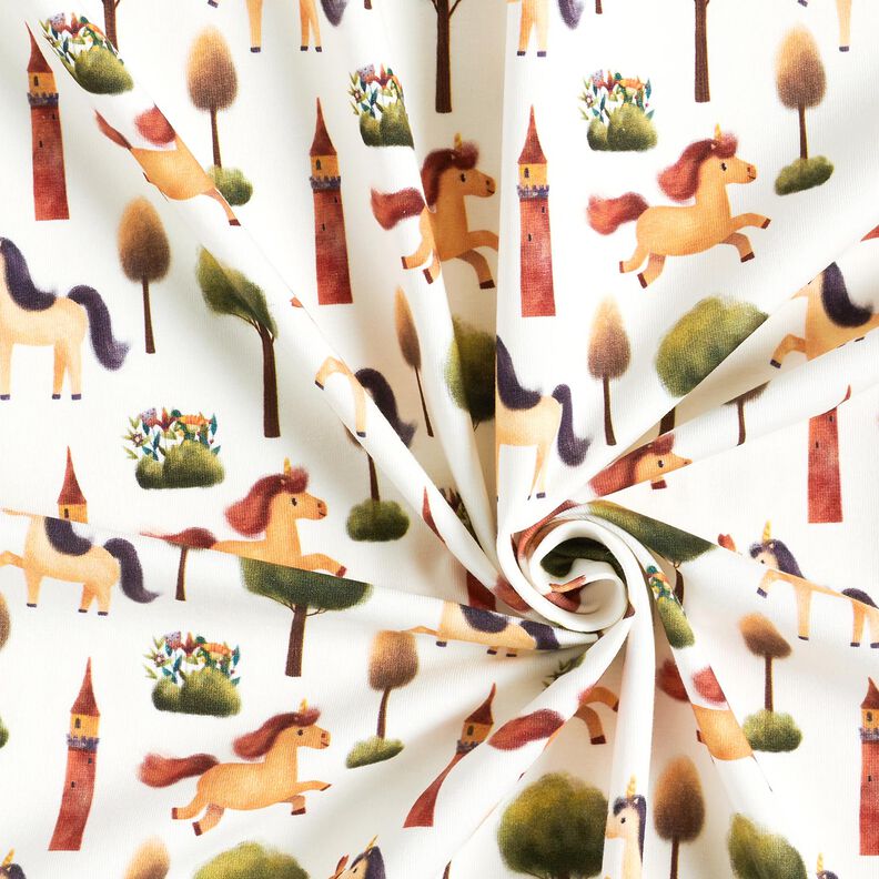 Jersey de algodão Mundo encantado Unicórnio Impressão Digital – marfim,  image number 3