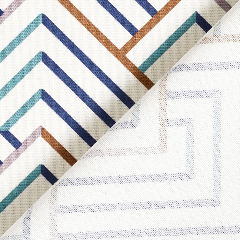 Tecido para decoração Meio linho Panamá Losagos modernos – branco/azul,  image number 4