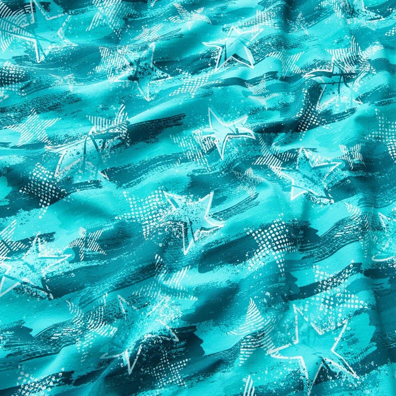 French Terry Sweat de verão Variações de estrelas | Glitzerpüppi – azul marinho,  image number 1