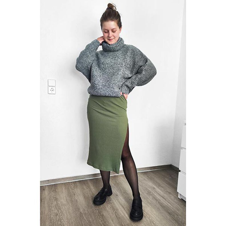 Jersey canelada lisa – oliva,  image number 6