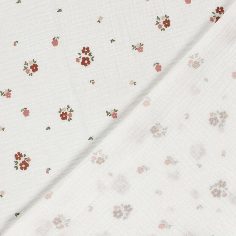 Musselina/ Tecido plissado duplo Flores – branco,  image number 4