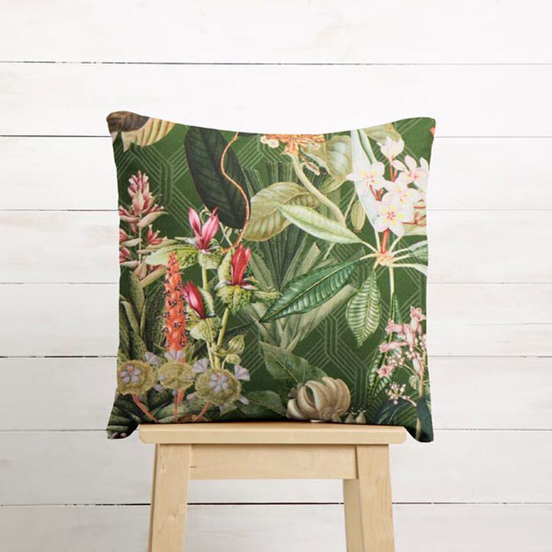 Tecido para decoração Meio linho Panamá Exótico – verde escuro,  image number 7