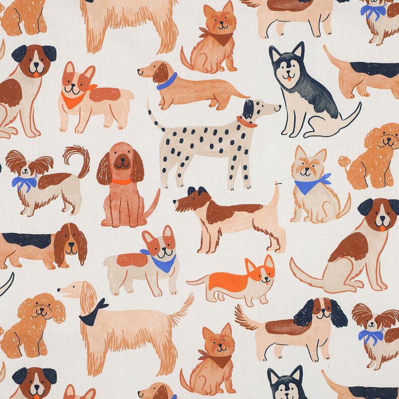 Popelina de algod&atilde;o C&atilde;es Impress&atilde;o Digital | Poppy Fabrics &ndash; branco sujo,  image number 1