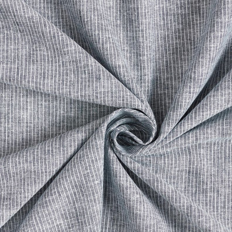 Mistura de linho e algodão Riscas estreitas – azul-noite/branco,  image number 3