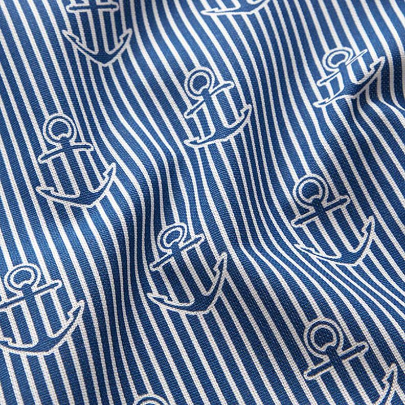 Tecido para decoração Meio linho Panamá Âncora – azul-oceano/branco,  image number 2