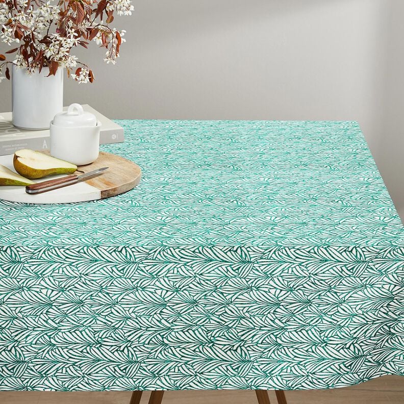 Algod&atilde;o revestido Folhas de palmeira abstratas &ndash; hortel&atilde;-pimenta/marfim,  image number 6