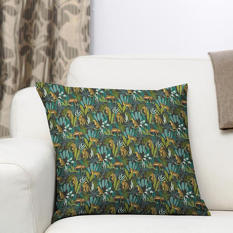 Tecido para decoração Popelina de algodão Leopardos na selva – verde/amarelo,  image number 6
