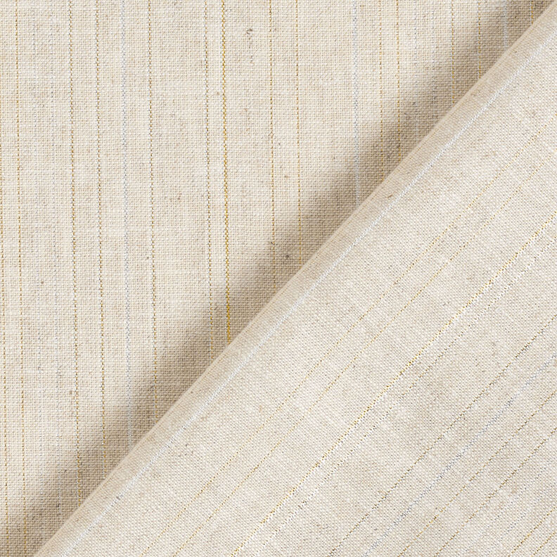 Mistura de linho e algodão Riscas Lurex – natural,  image number 5