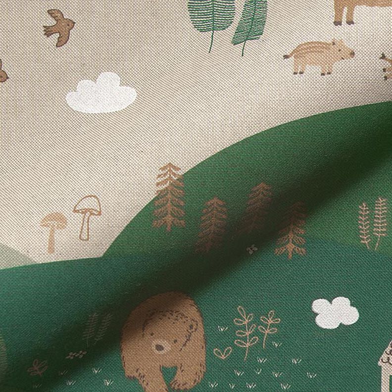 Tecido para decoração Meio linho Panamá Animais da floresta – natural,  image number 2