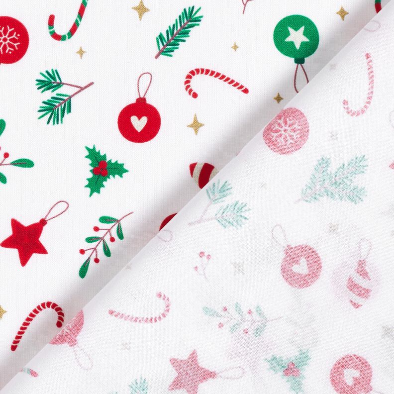 Tecido de algodão Cretone Decoração de Natal – branco/verde,  image number 4