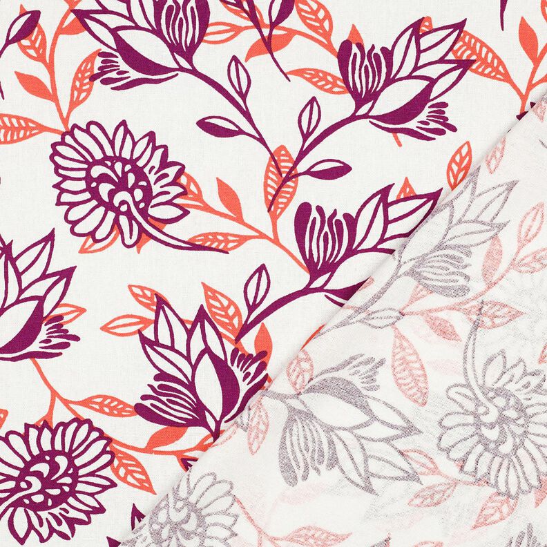 Mix de linho e viscose Flores | Poppy Fabrics – marfim/uva,  image number 4