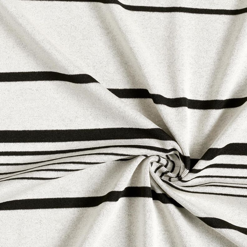 Malha jacquard com riscas irregulares – branco sujo/preto | Retalho 50cm,  image number 4