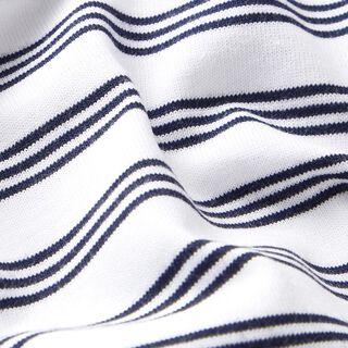 Jersey de algodão Riscas irregulares – branco/azul-marinho, 