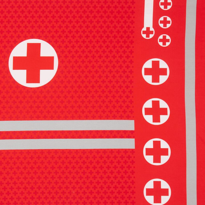 French Terry Barra Quero ser paramédico | Stoff&Liebe – vermelho/cinzento-prateado,  image number 1