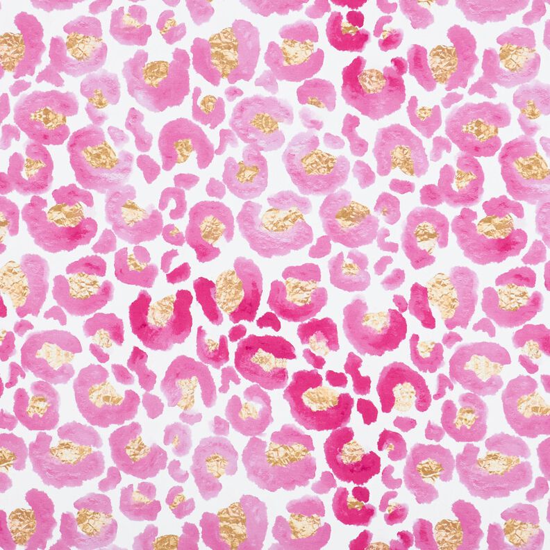 Jersey de algodão Leopardo com manchas douradas | Glitzerpüppi – branco/púrpura,  image number 1